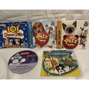 Lot Of 5 PC Games-PETZ DOGZ & Cats, 101 Puppy Pets + 3 More CD-ROM PC Games